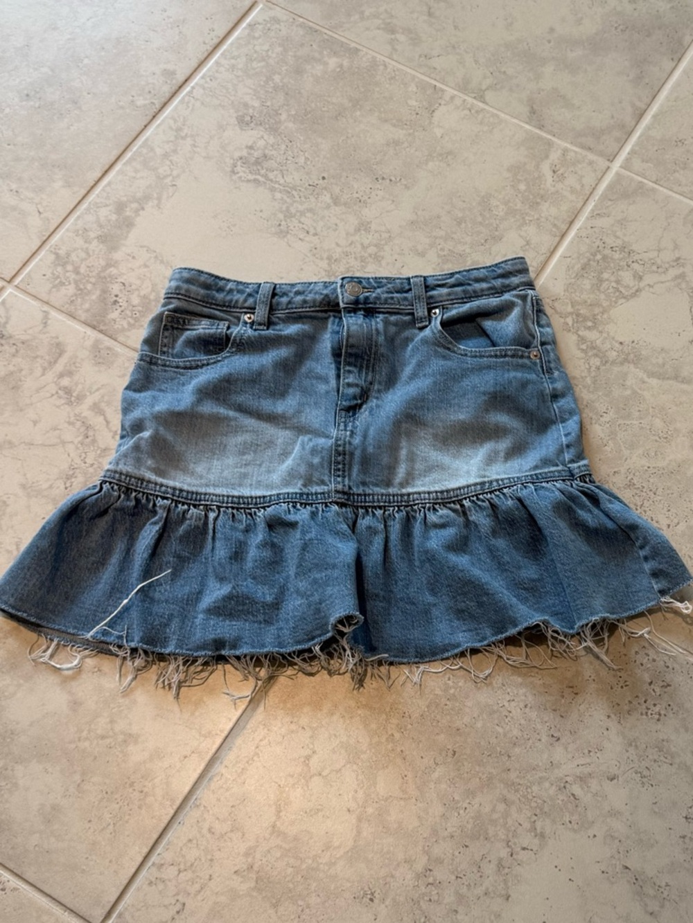 Cat & Jack Denim Ruffle-Hem Mini Skirt - Medium Blue